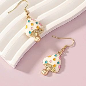🍄Adorable White and Multi Colored Mushroom Earrings.